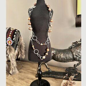 Custom one of a kind 25" statement necklace, bracelet and matching earrings.